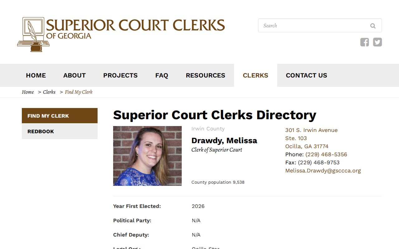 Georgia clerks Irwin lookup