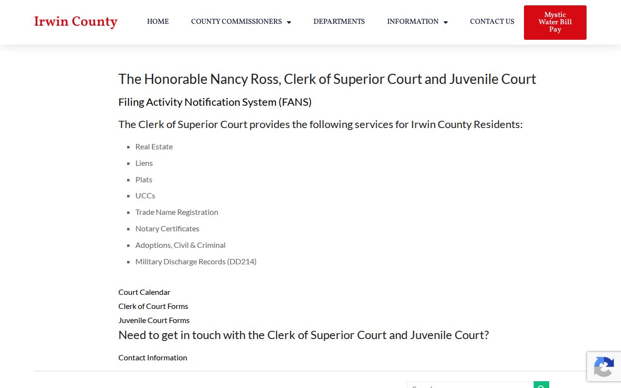 Irwin Superior and Juvenile clerk services