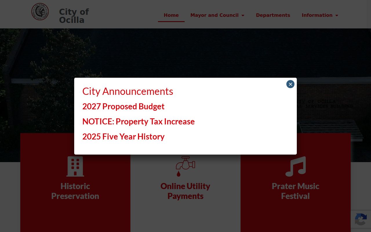 Ocilla court records official city home